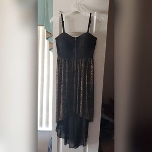 Black and Sparkly Gold Corset Hi-Lo Dress